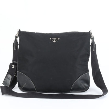Prada Tessuto Nylon Triangle Logo Leather Shoulder Bag Crossbody Messenger