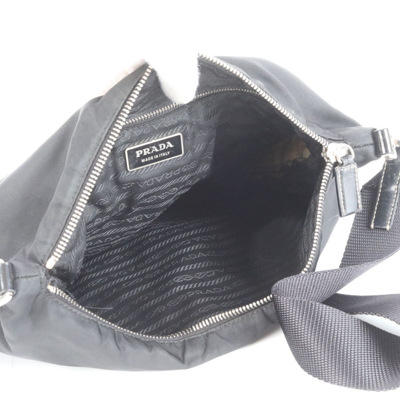Prada Tessuto Nylon Triangle Logo Leather Shoulder Bag Crossbody Messenger