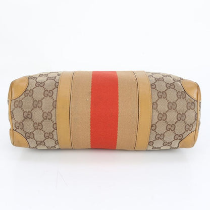 Gucci GG Canvas Leather Mini Boston Handbag Tote 000-0851 Brown Women ERE Cx10-1