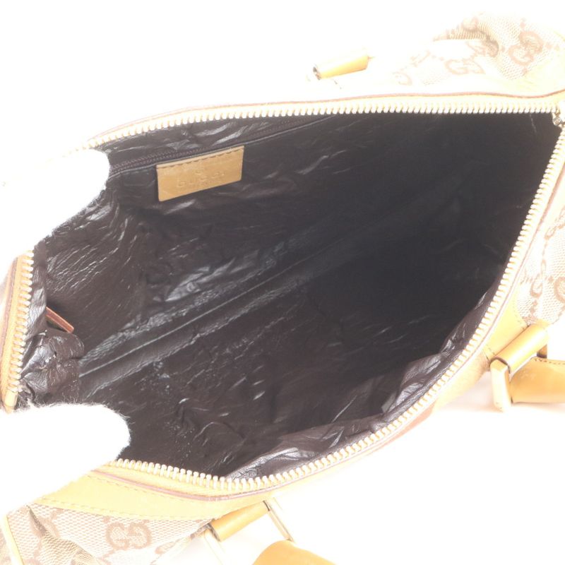 Gucci GG Canvas Leather Mini Boston Handbag Tote 000-0851 Brown Women ERE Cx10-1