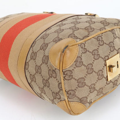 Gucci GG Canvas Leather Mini Boston Handbag Tote 000-0851 Brown Women ERE Cx10-1