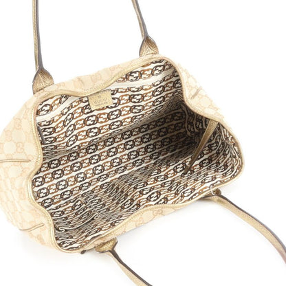 Gucci GG Canvas Ribbon Princy Leather Tote Bag Shoulder Hand 163805 Women's EUE