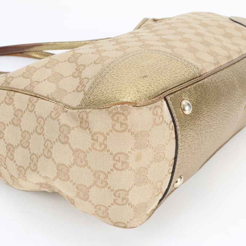 Gucci GG Canvas Ribbon Princy Leather Tote Bag Shoulder Hand 163805 Women's EUE