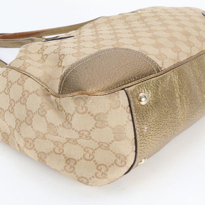 Gucci GG Canvas Ribbon Princy Leather Tote Bag Shoulder Hand 163805 Women's EUE