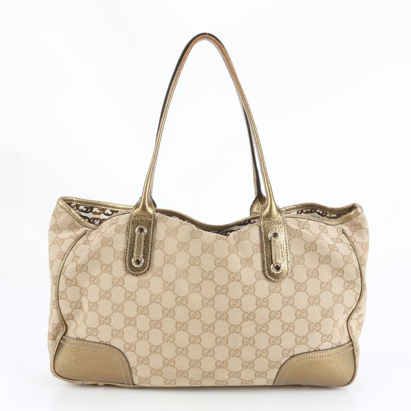 Gucci GG Canvas Ribbon Princy Leather Tote Bag Shoulder Hand 163805 Women's EUE