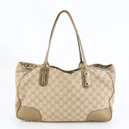 Gucci GG Canvas Ribbon Princy Leather Tote Bag Shoulder Hand 163805 Women's EUE