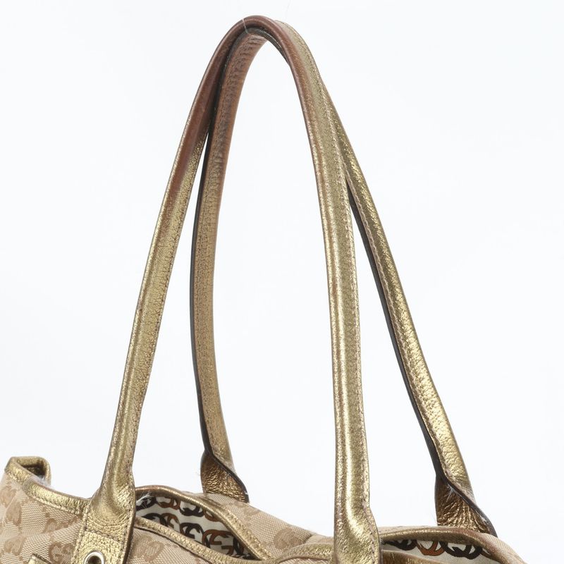 Gucci GG Canvas Ribbon Princy Leather Tote Bag Shoulder Hand 163805 Women's EUE