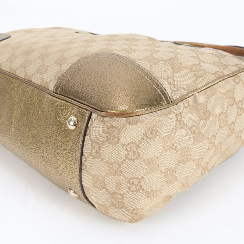 Gucci GG Canvas Ribbon Princy Leather Tote Bag Shoulder Hand 163805 Women's EUE