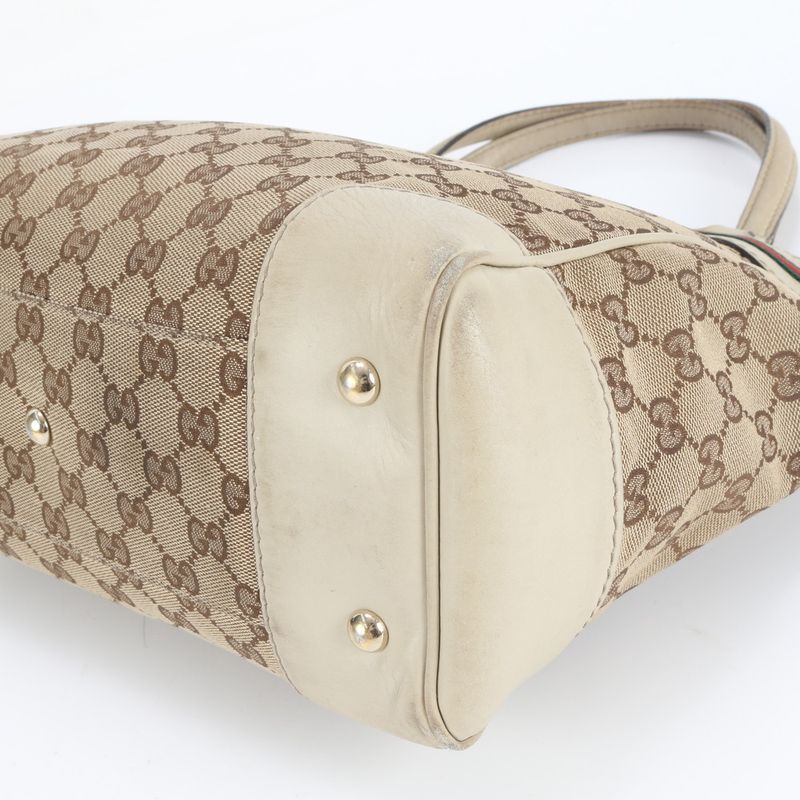 Gucci GG Canvas Sherry Line Ribbon Mayfair Leather Tote Bag Shoulder 257061