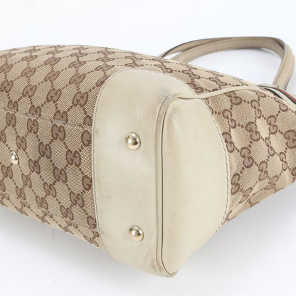 Gucci GG Canvas Sherry Line Ribbon Mayfair Leather Tote Bag Shoulder 257061