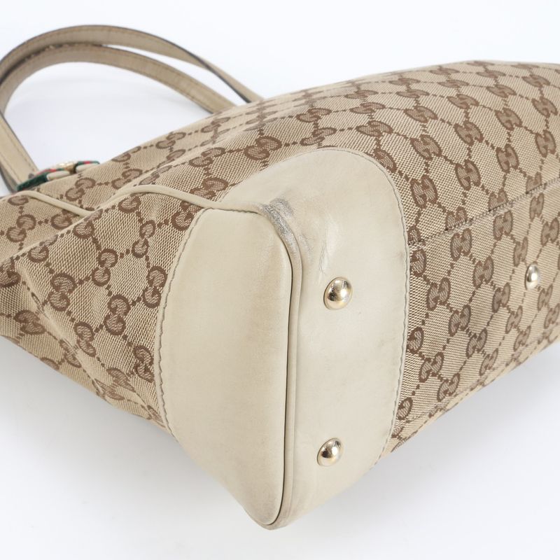 Gucci GG Canvas Sherry Line Ribbon Mayfair Leather Tote Bag Shoulder 257061