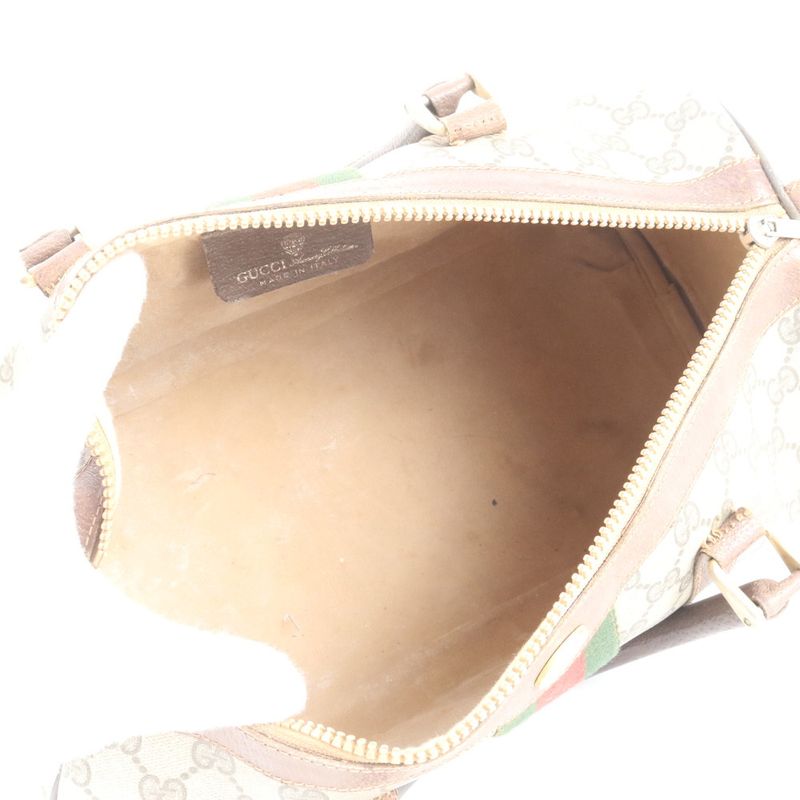 Old Gucci GG Supreme Sherry Line Mini Boston Leather Handbag Tote Brown Women's