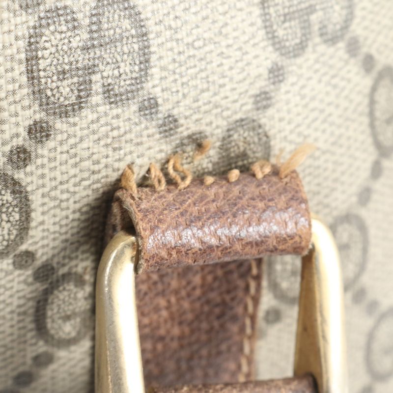 Old Gucci GG Supreme Sherry Line Mini Boston Leather Handbag Tote Brown Women's