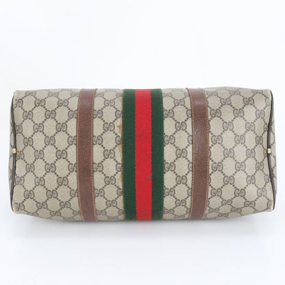 Old Gucci GG Supreme Sherry Line Mini Boston Leather Handbag Tote Brown Women's