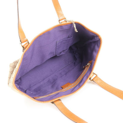 Gucci GG Canvas With Charm 137396 Leather Tote Bag Shoulder Hand Brown Women's