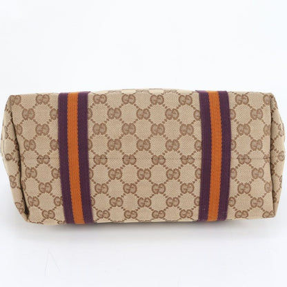 Gucci GG Canvas With Charm 137396 Leather Tote Bag Shoulder Hand Brown Women's