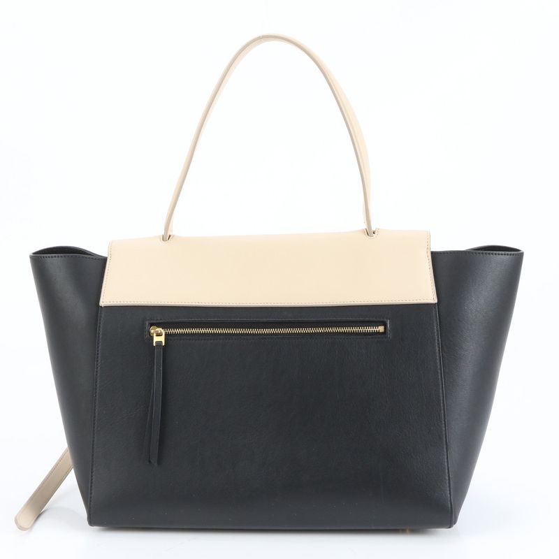 Celine Small Belt Bag Leather Hand Tote Bicolor Black A4 Genuine Leather Women
