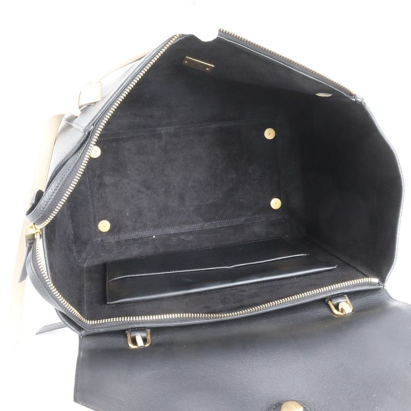 Celine Small Belt Bag Leather Hand Tote Bicolor Black A4 Genuine Leather Women