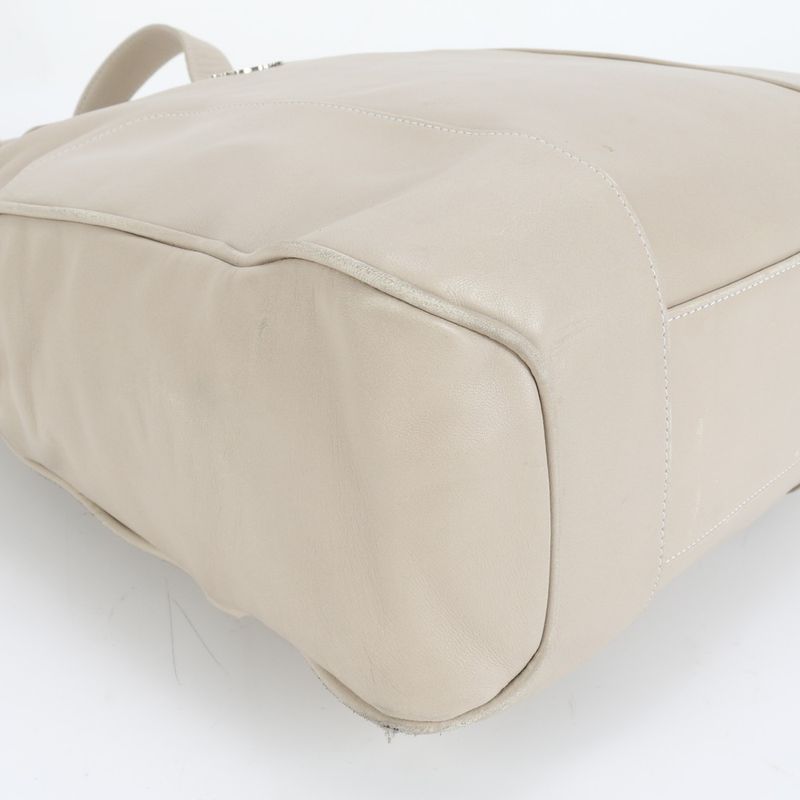 Loewe Anagram Leather Tote Bag Mini Boston Shoulder Hand Beige Silver Hardware