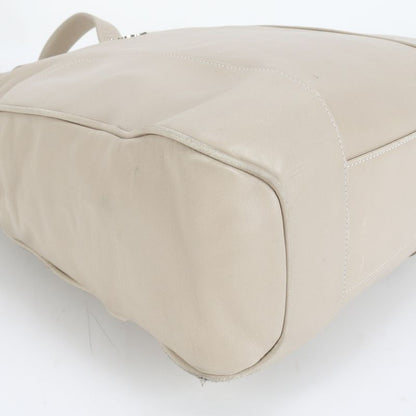 Loewe Anagram Leather Tote Bag Mini Boston Shoulder Hand Beige Silver Hardware