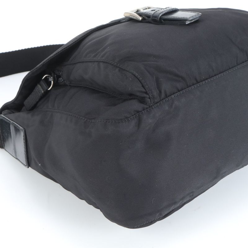 Prada Tessuto Nylon Triangle Logo Leather Shoulder Bag Crossbody Messenger