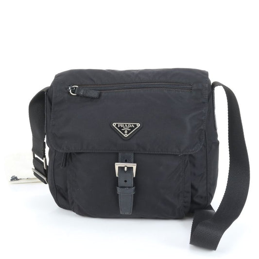Prada Tessuto Nylon Triangle Logo Leather Shoulder Bag Crossbody Messenger