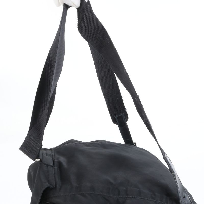 Prada Tessuto Nylon Triangle Logo Leather Backpack Sac Backpack Black Women ERE