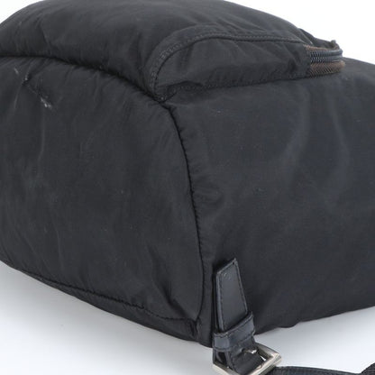 Prada Tessuto Nylon Triangle Logo Leather Backpack Sac Backpack Black Women ERE