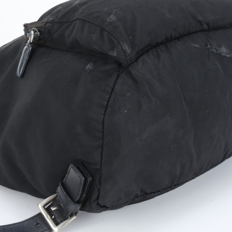 Prada Tessuto Nylon Triangle Logo Leather Backpack Sac Backpack Black Women ERE