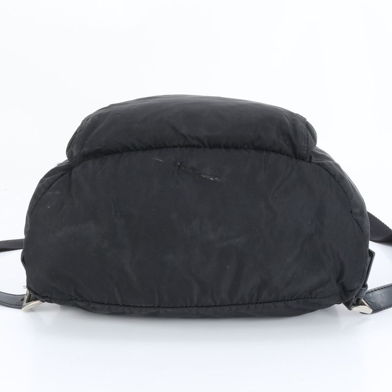 Prada Tessuto Nylon Triangle Logo Leather Backpack Sac Backpack Black Women ERE