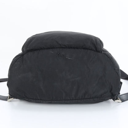 Prada Tessuto Nylon Triangle Logo Leather Backpack Sac Backpack Black Women ERE