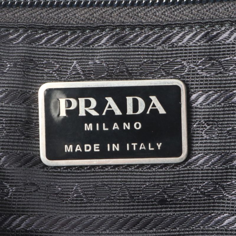 Prada Tessuto Nylon Triangle Logo Leather Backpack Sac Backpack Black Women ERE