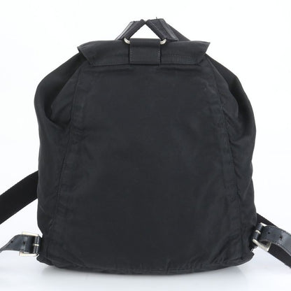 Prada Tessuto Nylon Triangle Logo Leather Backpack Sac Backpack Black Women ERE