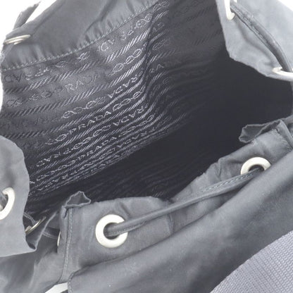 Prada Tessuto Nylon Triangle Logo Leather Backpack Sac Backpack Black Women ERE