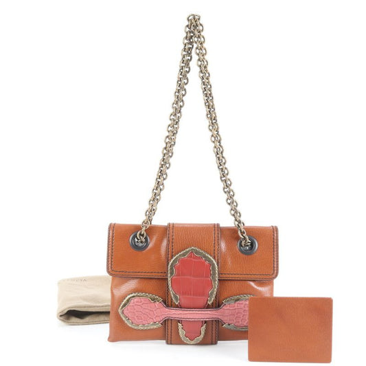 Bottega Veneta Crocodile Embossed Leather 2WAY Chain Shoulder Bag Shoulder Tote