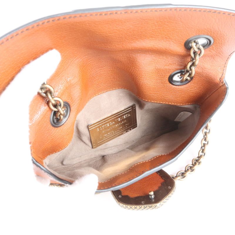 Bottega Veneta Crocodile Embossed Leather 2WAY Chain Shoulder Bag Shoulder Tote