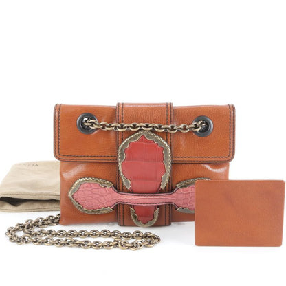 Bottega Veneta Crocodile Embossed Leather 2WAY Chain Shoulder Bag Shoulder Tote