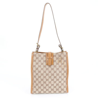 Gucci GG Canvas Leather Shoulder Bag Shoulder Tote Hand Brown 110292 Gold