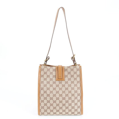 Gucci GG Canvas Leather Shoulder Bag Shoulder Tote Hand Brown 110292 Gold