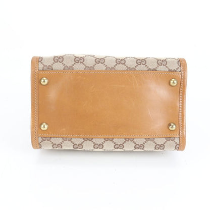 Gucci GG Canvas Leather Shoulder Bag Shoulder Tote Hand Brown 110292 Gold