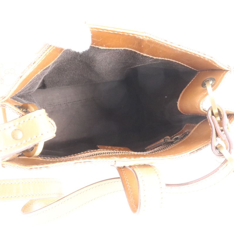 Gucci GG Canvas Leather Shoulder Bag Shoulder Tote Hand Brown 110292 Gold