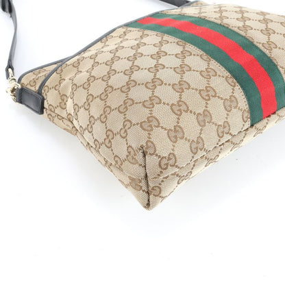 Gucci GG Canvas Sherry Line Leather Shoulder Bag Crossbody Messenger Business