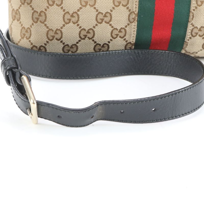 Gucci GG Canvas Sherry Line Leather Shoulder Bag Crossbody Messenger Business
