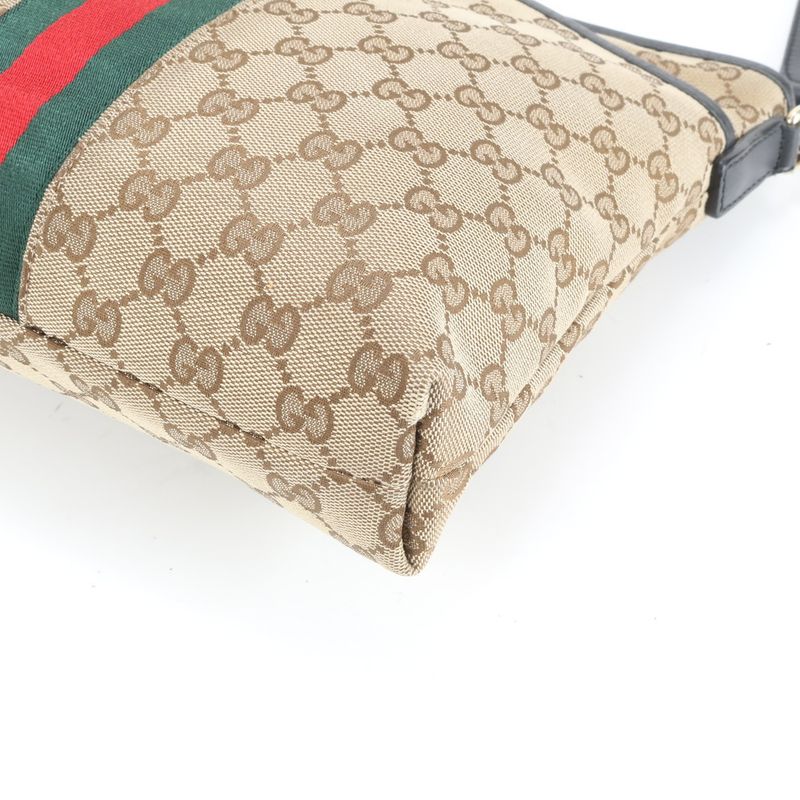 Gucci GG Canvas Sherry Line Leather Shoulder Bag Crossbody Messenger Business
