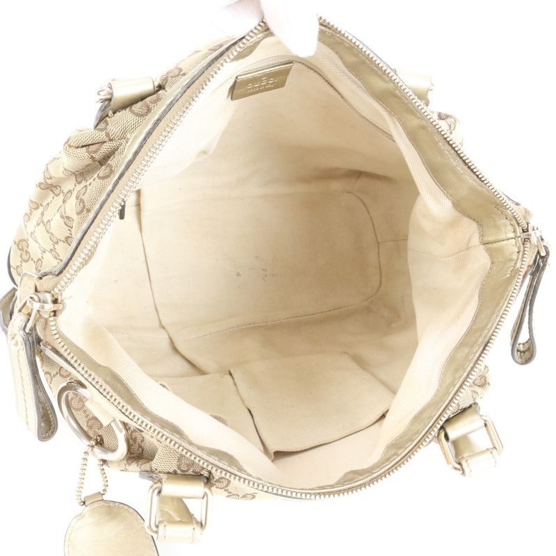 Gucci GG Canvas Sookie Leather 2WAY Tote Bag Crossbody Shoulder Hand 247902