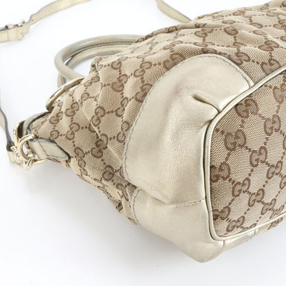 Gucci GG Canvas Sookie Leather 2WAY Tote Bag Crossbody Shoulder Hand 247902