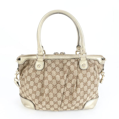 Gucci GG Canvas Sookie Leather 2WAY Tote Bag Crossbody Shoulder Hand 247902