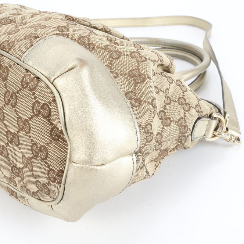 Gucci GG Canvas Sookie Leather 2WAY Tote Bag Crossbody Shoulder Hand 247902