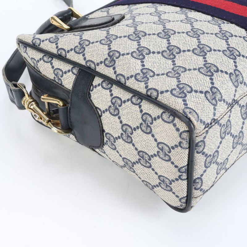 Vintage Old Gucci GG Supreme Leather 2WAY Handbag Mini Boston Shoulder Women