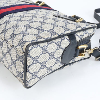 Vintage Old Gucci GG Supreme Leather 2WAY Handbag Mini Boston Shoulder Women